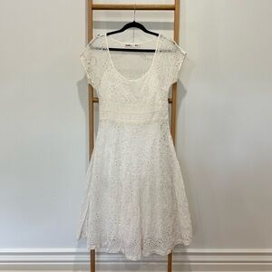 EUC Johnny Was Cotton Lace Eyelet Midi‎  Dress & Slip - Size S